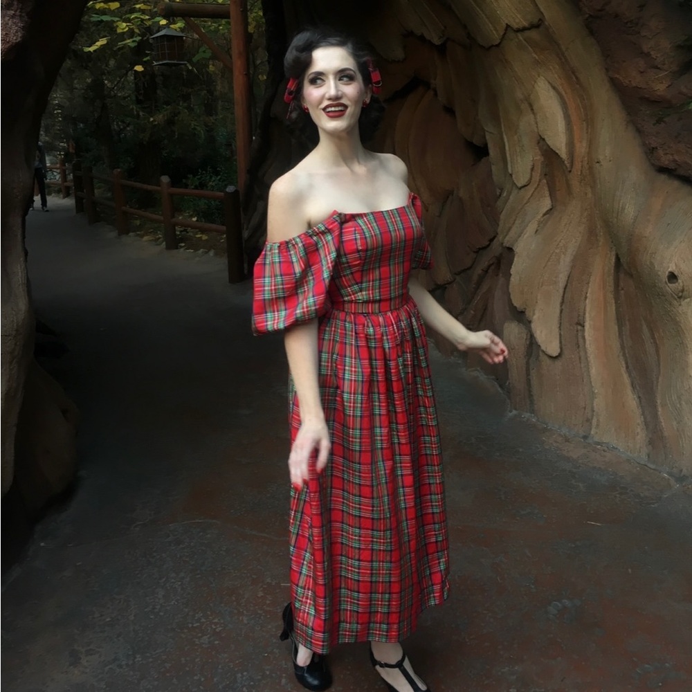 True vintage Victor Costa red plaid holiday Christmas dress - Picture 2 of 5